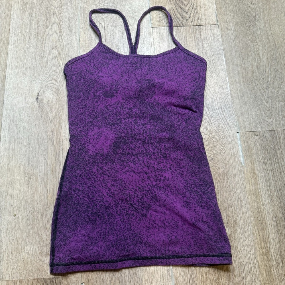 Lululemon Power Y Tank Top Purple Built In Bra No Pad Size 4 Yoga